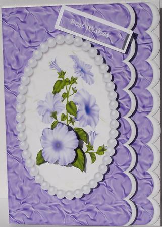 Blue Petunia Scalloped Edge A6 Topper by Heather Beechey