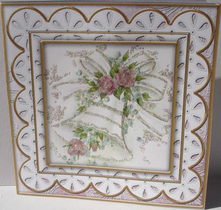 Wedding Bell Anglaise 5inch Cut and Fold Card by Heather Beechey