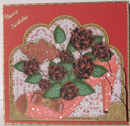 Red Glitter Floral Shoe Ornate Scalloped Bottom Stacker by Heather Beechey