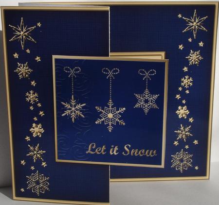 Christmas Snowflakes - No-Hole Fold Back Card by Heather Beechey