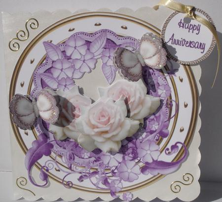 Roses with Lilac Flowers and a Gold Frame by Heather Beechey