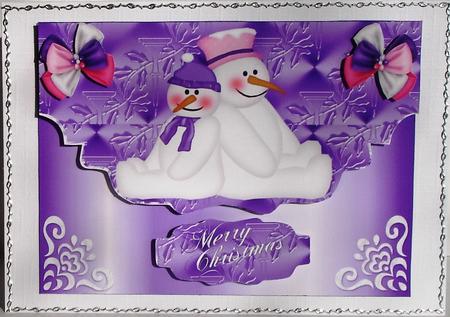 A Couple of Lazy Snowmen, on a Scalloped Envelope by Heather Beechey