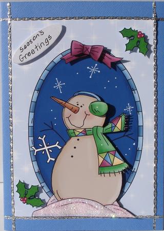 Christmas Snowman with Green Scarf by Heather Beechey