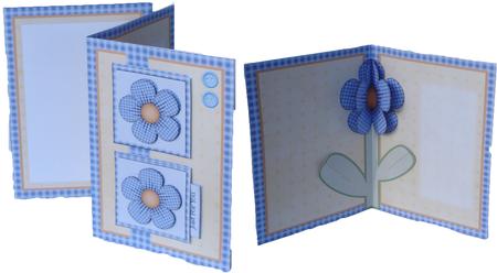 Blue Gingham Flower Inside Card Kit by Heather Beechey