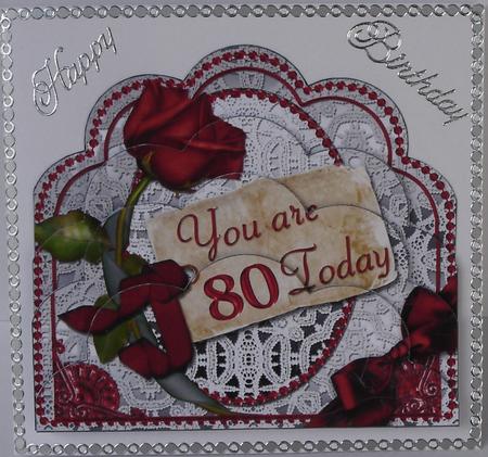 Metallic Ruby Rose 80 Today Birthday Scallop Bottom Stacker by Heather Beechey