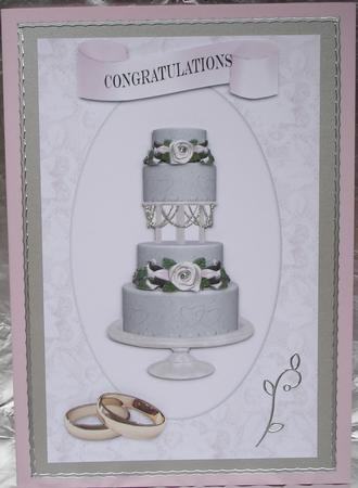 Cream and Pink Wedding Card by Heather Beechey