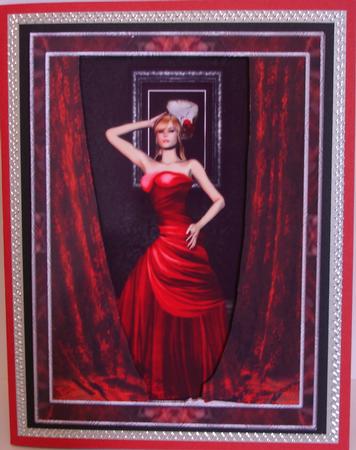 Lady in Red A4 Birthday Card by Heather Beechey