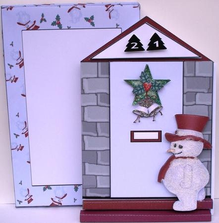 Snowman at the Christmas Door by Heather Beechey