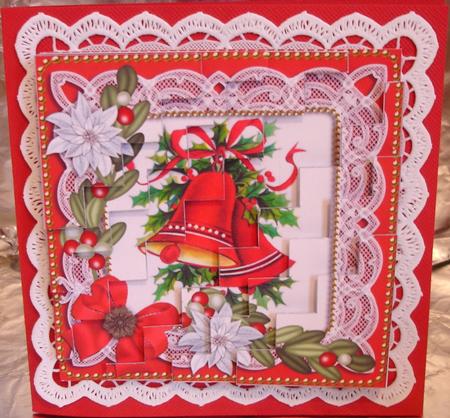 Christmas Bells Mix Poinsettia 5in Zig Zag Triangle Stacker by Heather Beechey