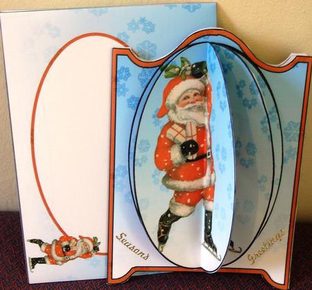3D Vintage Skating Santa Card Kit by Heather Beechey