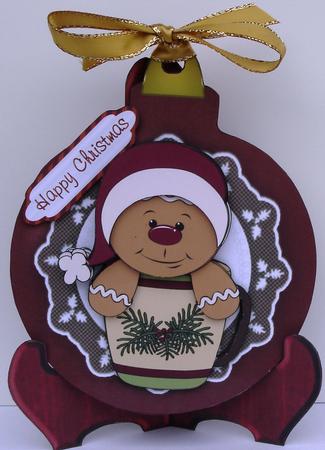 Christmas Cookie on a Bauble Shaped Plate Card by Heather Beechey