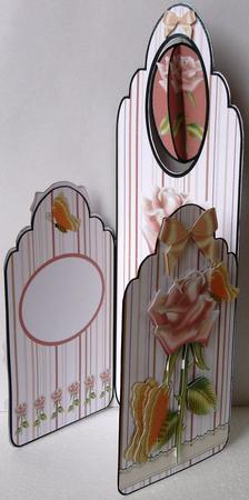 Scalloped Tall Wing Card - Open Rose & Butterflies by Heather Beechey