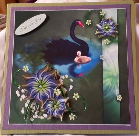 Black Swan and Baby Topper with Decoupage by Heather Beechey