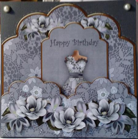 Silver Magnolia Happy Birthday Scallop Fashion Tag Mkit by Heather Beechey