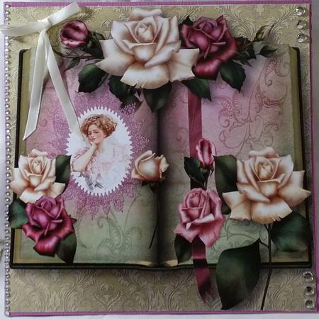 Book of Antique Roses 8x8 Quick Topper by Heather Beechey