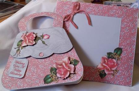 Downton Rose Handbag Shaped Card Kit by Heather Beechey