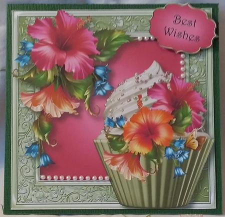 Gorgeous Hibiscus Cupcake 8x8 Quick Topper by Heather Beechey