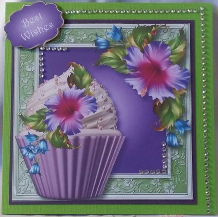 Purple Hibiscus Cupcake 8x8 Quick Topper by Heather Beechey