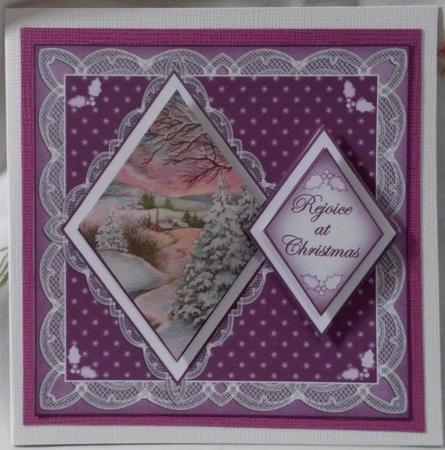Lilac Snowscene2 Rejoice 7in Double Diamond Topper by Heather Beechey