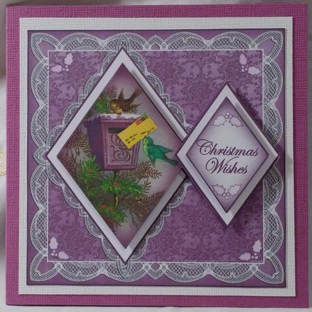 Lilac Postbox Christmas Wishes 7in Double Diamond Topper by Heather Beechey
