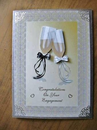 Engagement Champagne Glasses in Lace Frame by Heather Finn