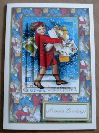 Cute Boy Traditional Christmas Card Front Kit by Heather Finn