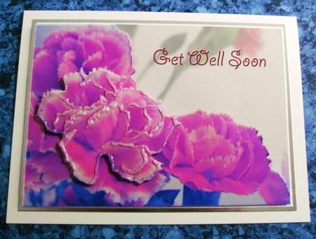 Carnations Card Front Plus - Get Well by Heather Finn