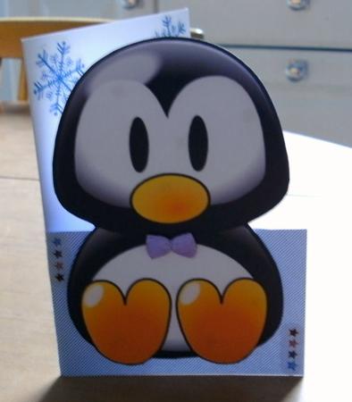Cut Out Card, Wide Eyed Penguin by Heather Finn