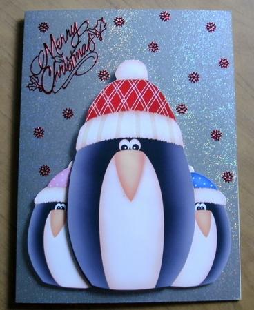 A Trio of Penguins Shaped Card by Heather Finn