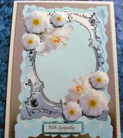 The Palest Pastel Azure with Silver Frame and Flora by Heather Finn