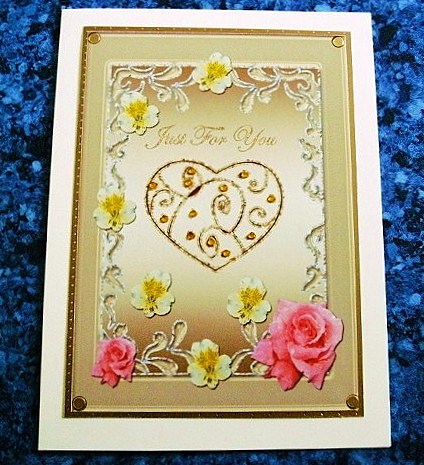 Heart Roses & Lilies Just for You (beige) by Heather Finn