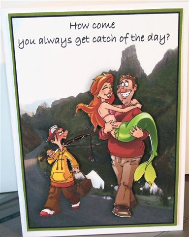 Mermaid Fishing Dude Decoupage Sheet by Heather Howes