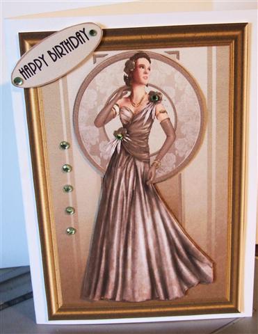 Art Deco Lady Rose (brown) A4 by Heather Howes