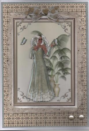 Elegant Lady in Cream with Butterflies Step by Step by H Pearson