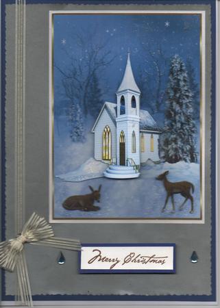 Christmas Winter Church Decoupage Topper by H Pearson