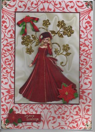 Pretty Lady with Christmas Bow by H Pearson
