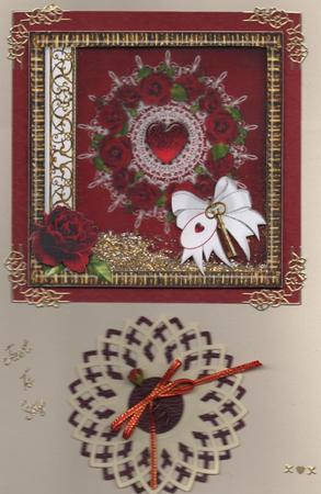 Valentine You Hold the Key to My Heart Square Decoupage Card by H Pearson