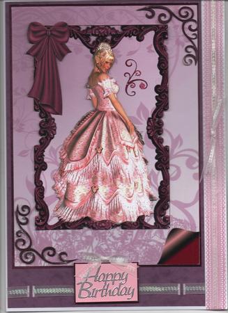 Pretty Lady in Pink & Ornate Frame A4 Topper by H Pearson