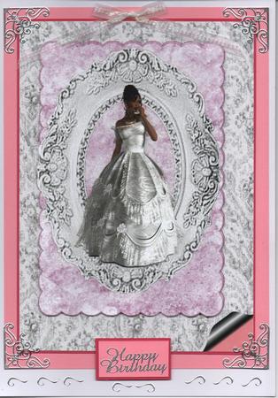 Beautiful Lady in White Gown in Antique Frame A4 Topper by H Pearson