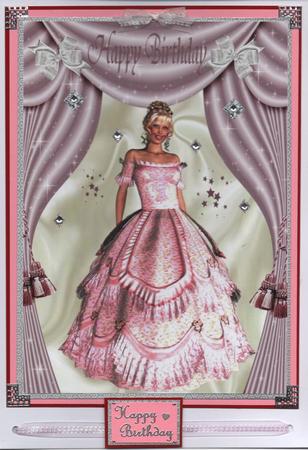 Beautiful Lady in Pink Gown A4 Topper by H Pearson