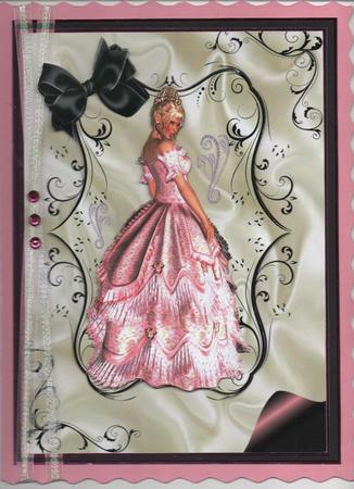 Beautiful Lady in Pink Ballroom Gown A4 Topper by H Pearson