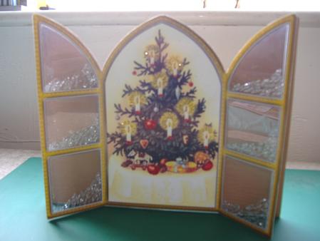 Christmas Tree Church Window Large Gatefold Card by H Pearson