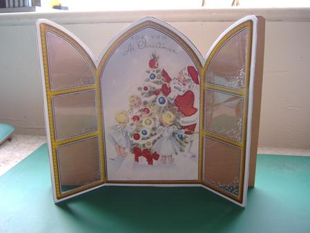 For You Christmas Santa Church Window Large Gatefold Card by H Pearson