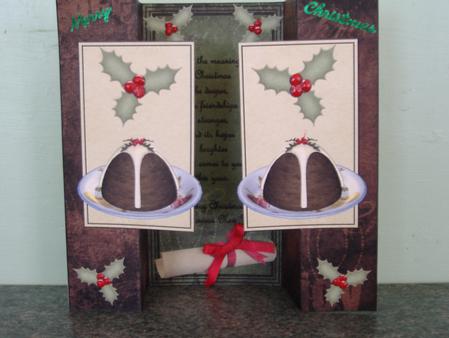 Xmas Puds Double Fold Back Card by H Pearson