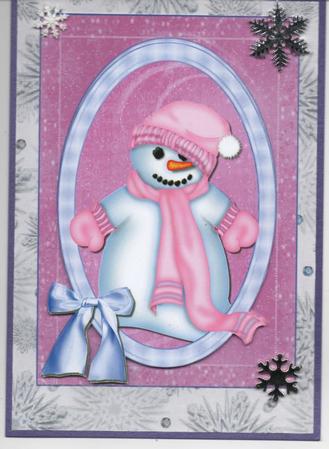 Pink Melting Snowman Quick Card by H Pearson