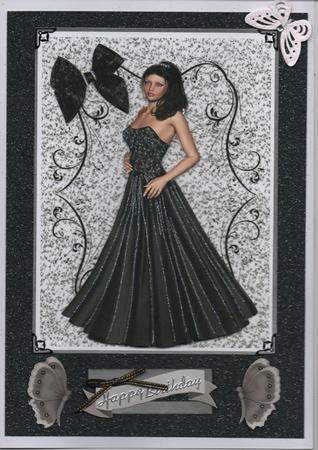 Beautiful Lady in Black Gown by H Pearson