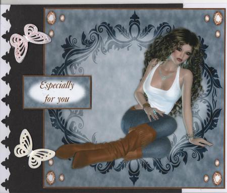 Gorgeous Lady in Denim 8x8 Topper by H Pearson