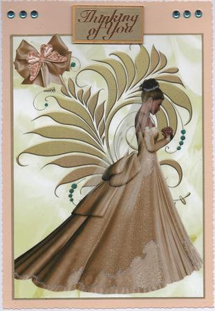 Beautiful Lady in Cream Gown with Veil A4 Topper by H Pearson