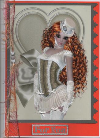 Elegant in Cream Portrait A4 Card Front in Auburn by H Pearson