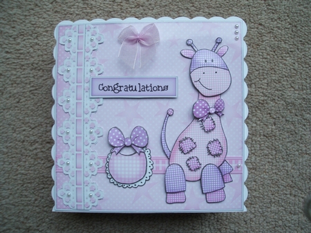 3D New Baby Girl Carousel Card Kit by heather winslade